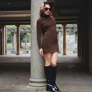 NWT ZARA BROWN CHENILLE DRESS SIZE M